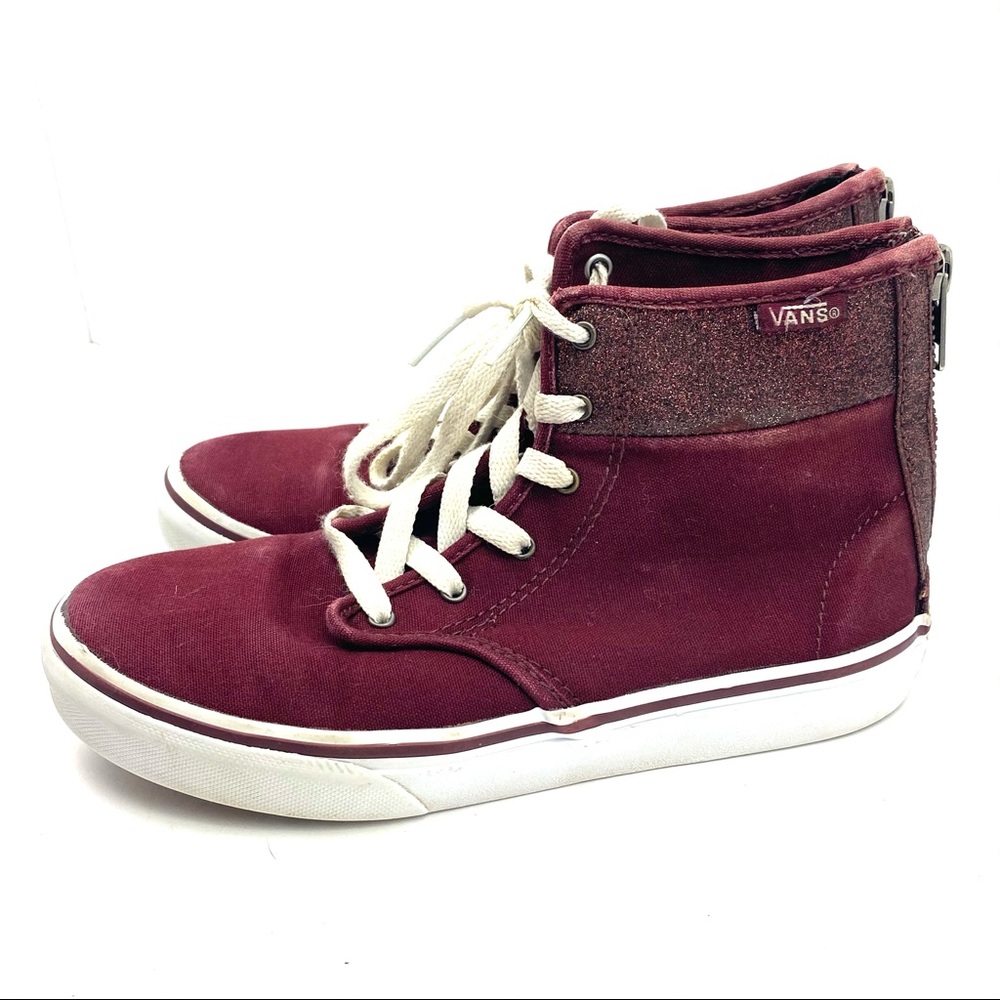 Vans Girls Maroon high top Glittery Sneakers